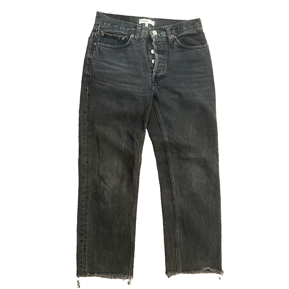 RE/DONE washed black button-fly straight-leg jeans Womens Size 27